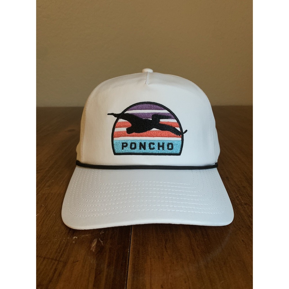 Poncho Outdoors Snapback Hat Rope Trucker White Bird Patch Fishing Hike Gorpcore